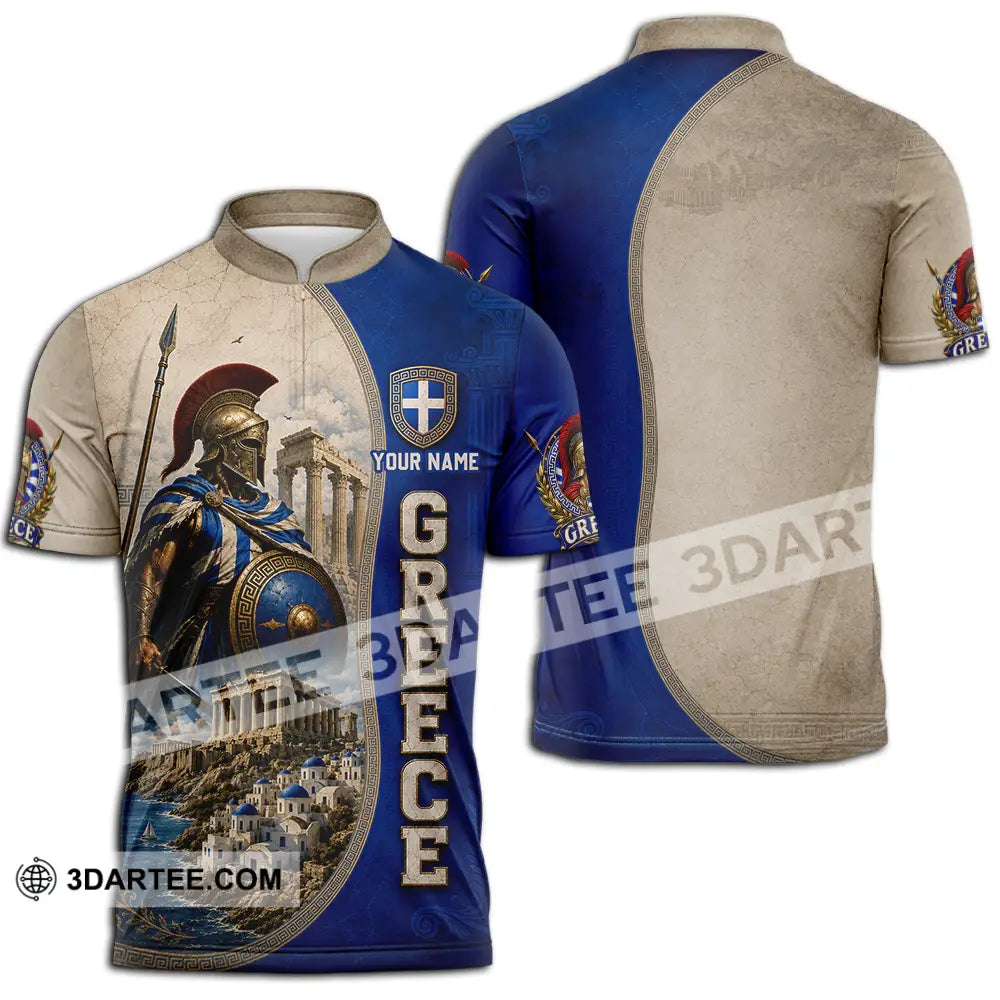 Unisex Shirt - Custom Greece Shirt - Zipper Polo Shirt / S - T-shirt