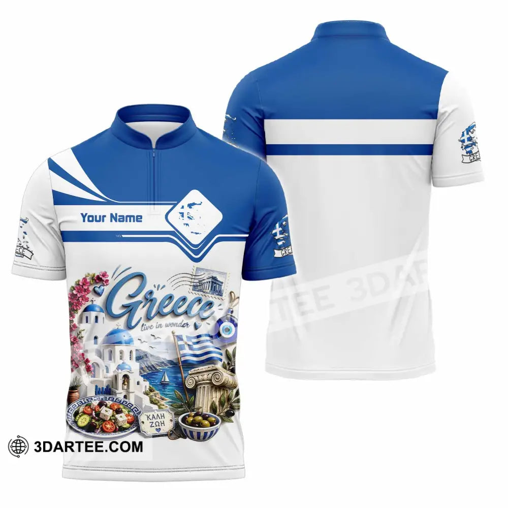 Unisex Shirt - Custom Greece Shirt - Zipper Polo Shirt / S - T-shirt