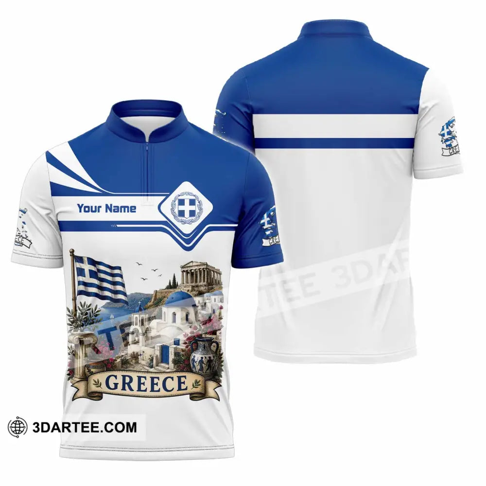 Unisex Shirt - Custom Greece Shirt - Zipper Polo Shirt / S - T-shirt