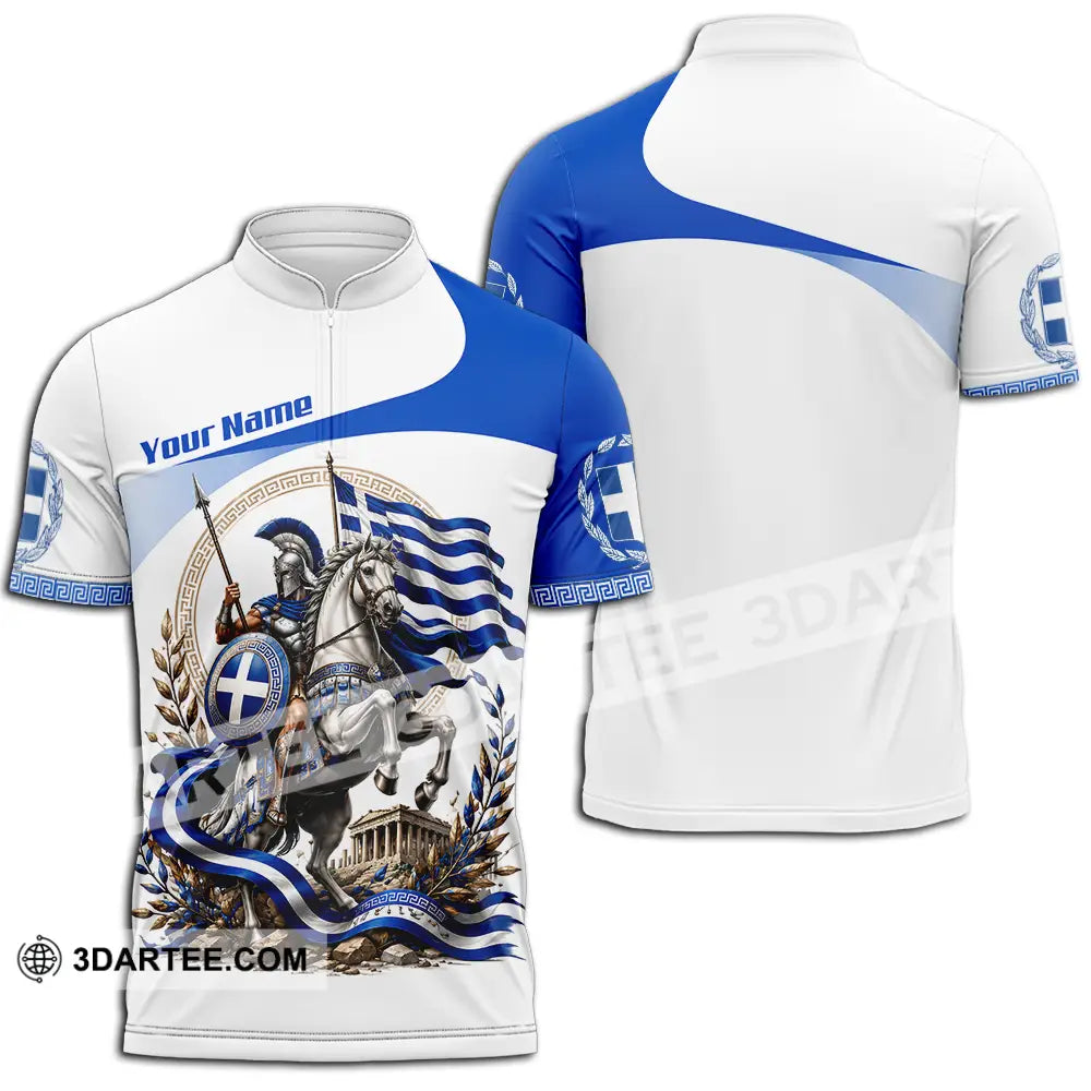 Unisex Shirt - Custom Greece Shirt - Zipper Polo Shirt / S - T-shirt