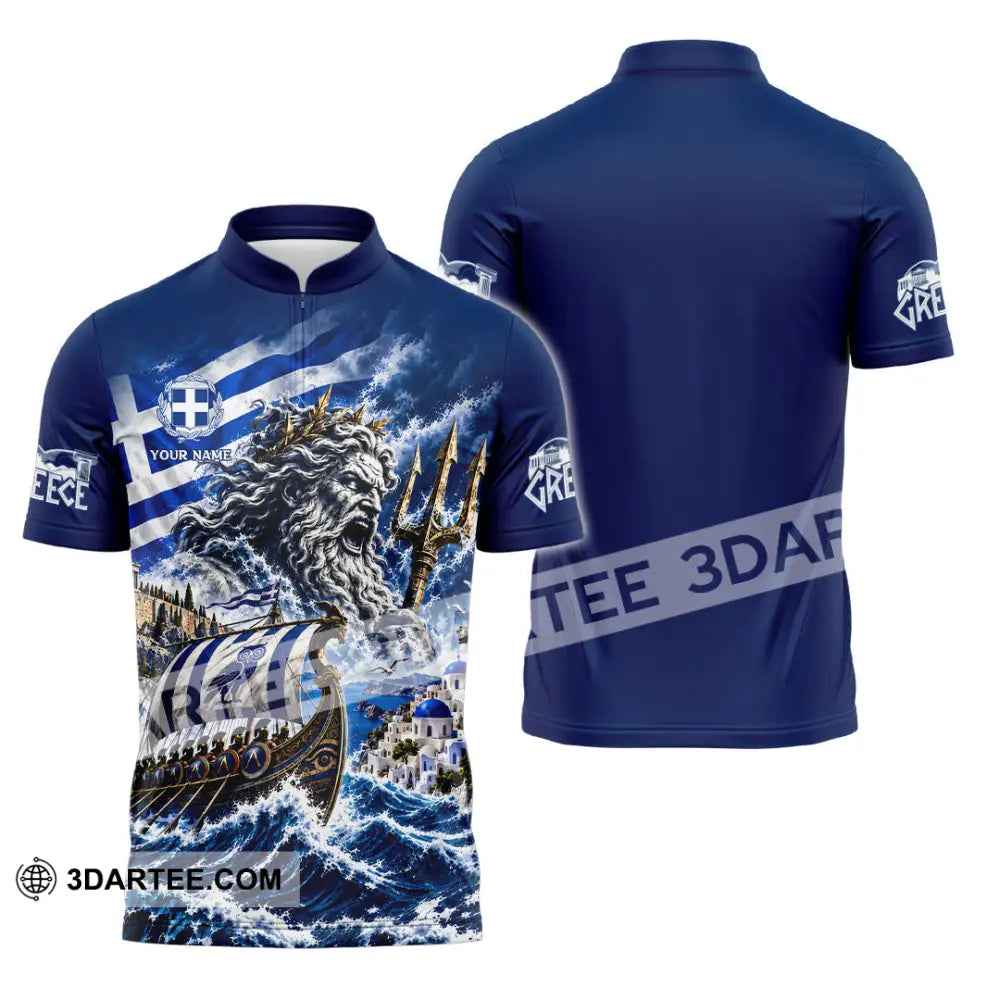 Unisex Shirt - Custom Greece Shirt - Zipper Polo Shirt / S - T-shirt