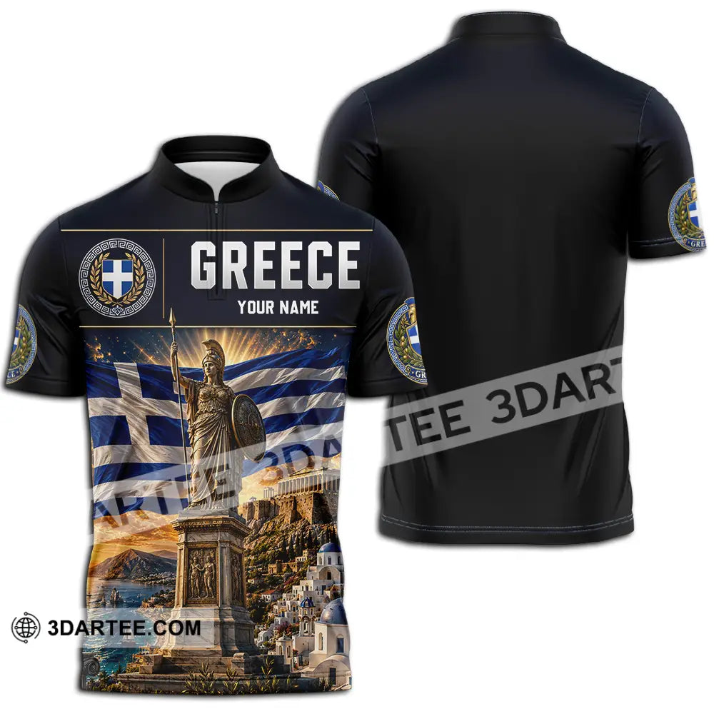 Unisex Shirt - Custom Greece Shirt - Zipper Polo Shirt / S - T-shirt