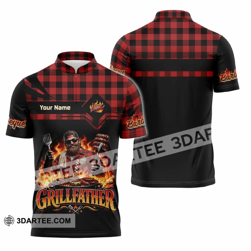 Unisex Shirt - Custom Grillfather Shirt - Zipper Polo Shirt / S - T-shirt
