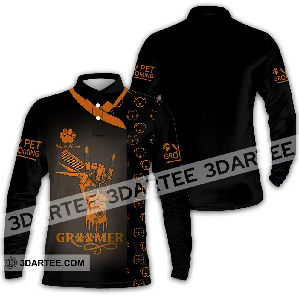Unisex Shirt - Custom Groomer Shirt Long Sleeve Polo / S T-shirt