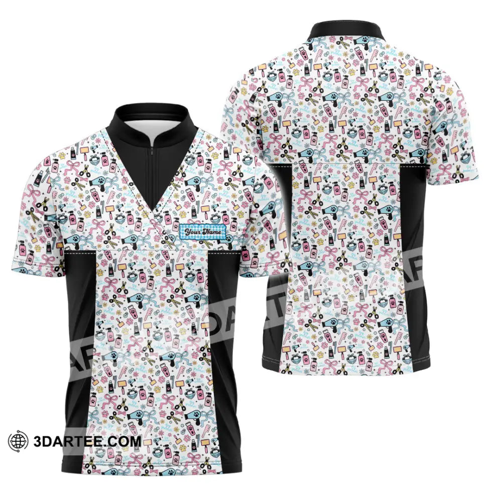 Unisex Shirt - Custom Groomer Shirt Zipper Polo Shirt / S T-shirt