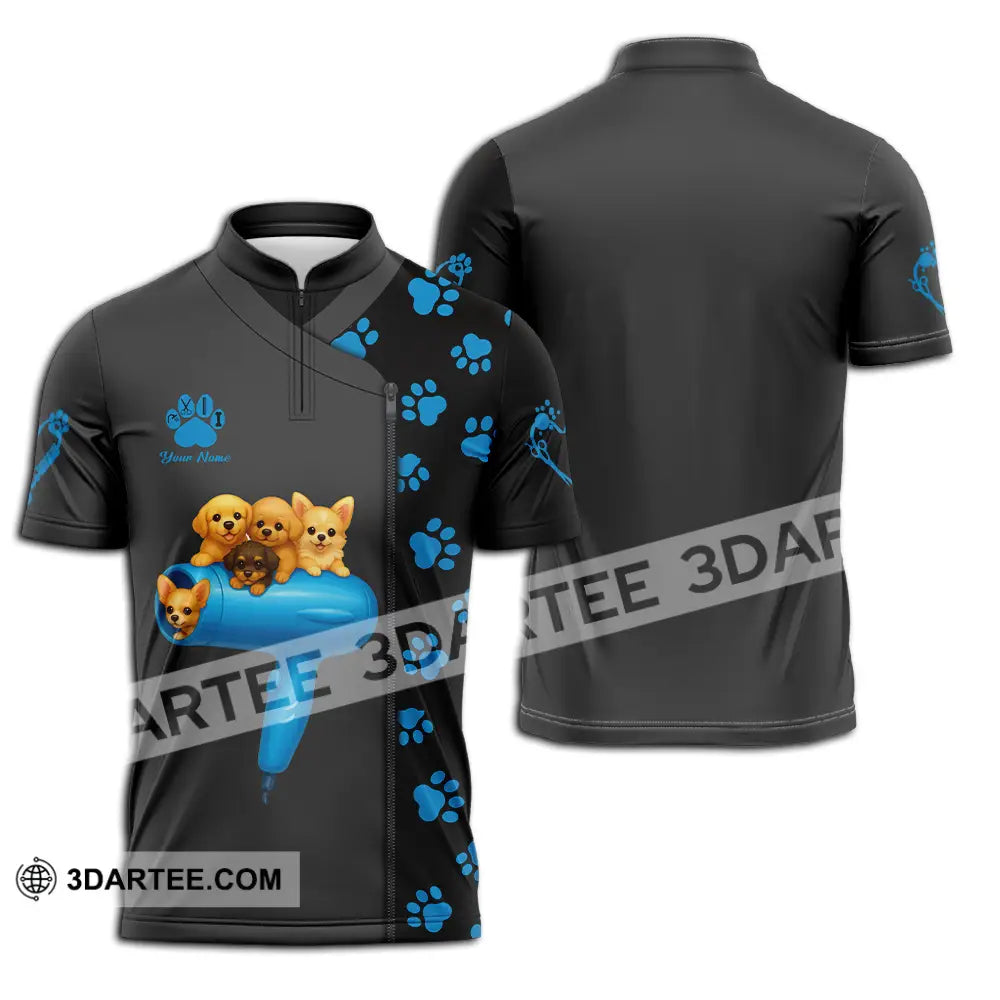 Unisex Shirt Custom Groomers Shirt Zipper Polo Shirt / S T shirt