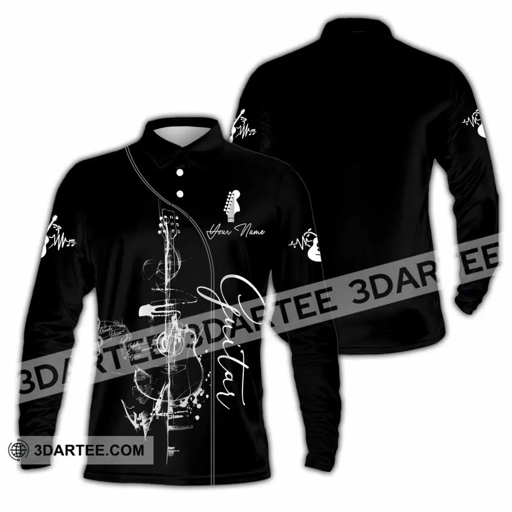 Unisex Shirt - Custom Guitar 3D Shirt - Long Sleeve Polo / S - T-shirt