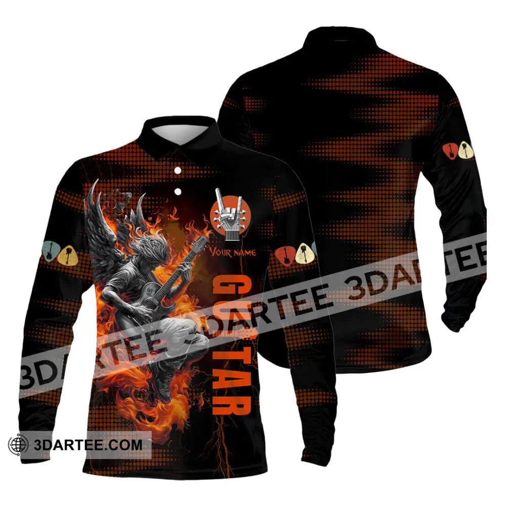 Unisex Shirt - Custom Guitar Player Shirt Long Sleeve Polo / S T-shirt