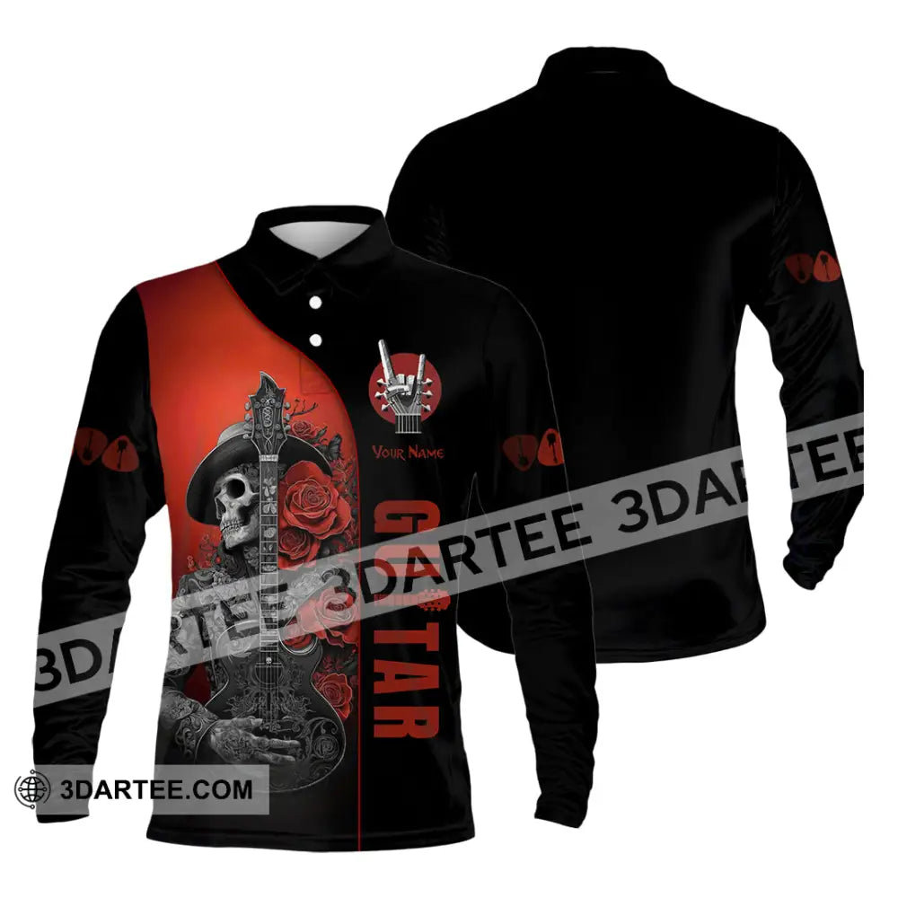 Unisex Shirt - Custom Guitar Player Shirt Long Sleeve Polo / S T-shirt