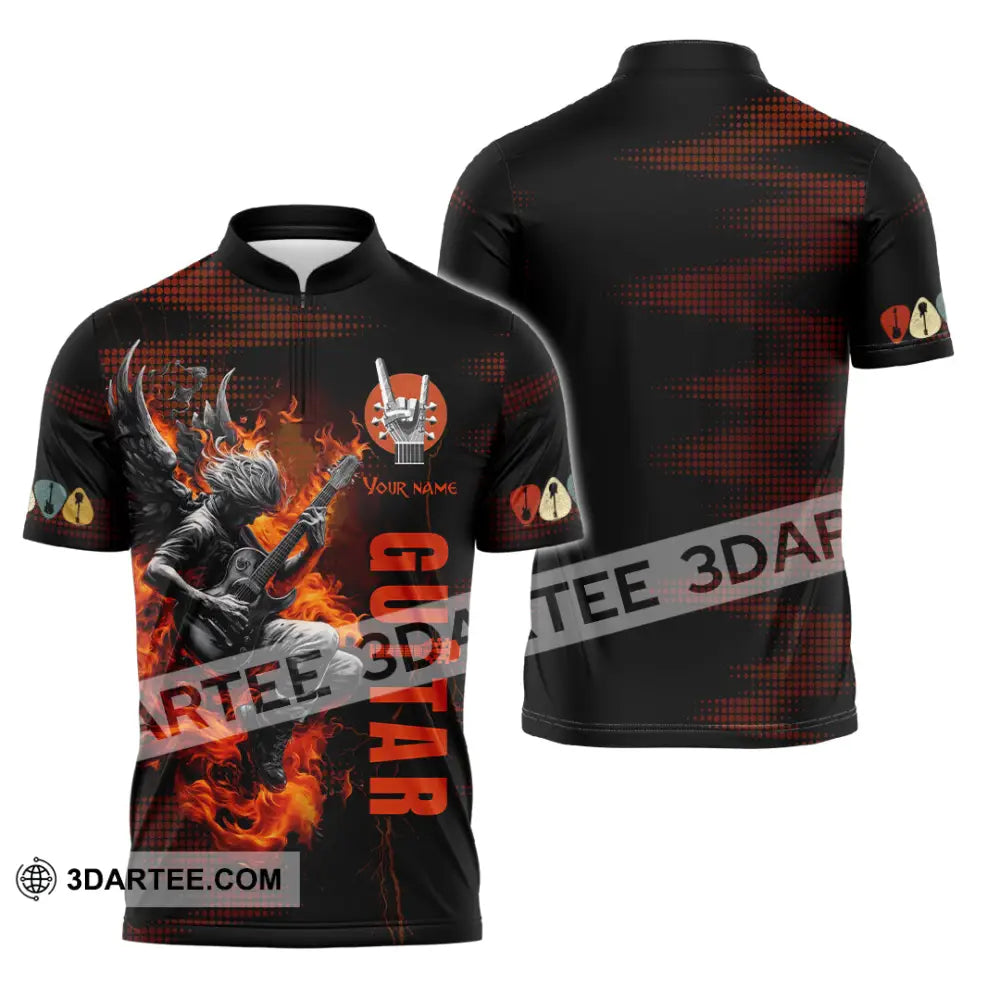Unisex Shirt - Custom Guitar Player Shirt Zipper Polo Shirt / S T-shirt