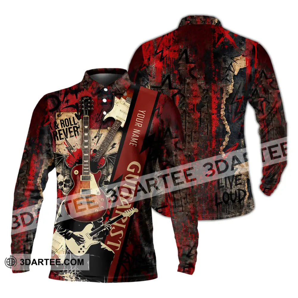 Unisex Shirt - Custom Guitarist Shirt - Long Sleeve Polo / S - T-shirt