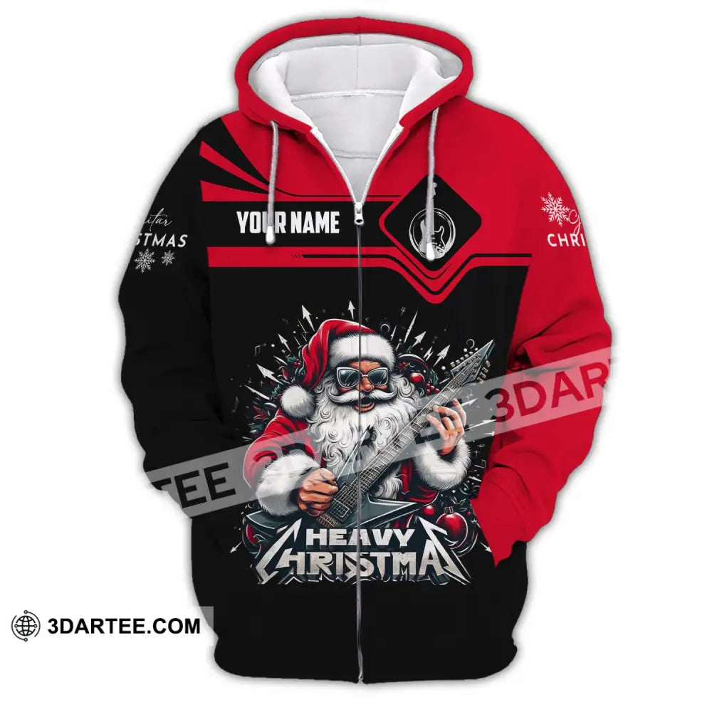 Unisex Shirt - Custom Guitarist Santa Shirt Zipper Hoodie / S T-shirt