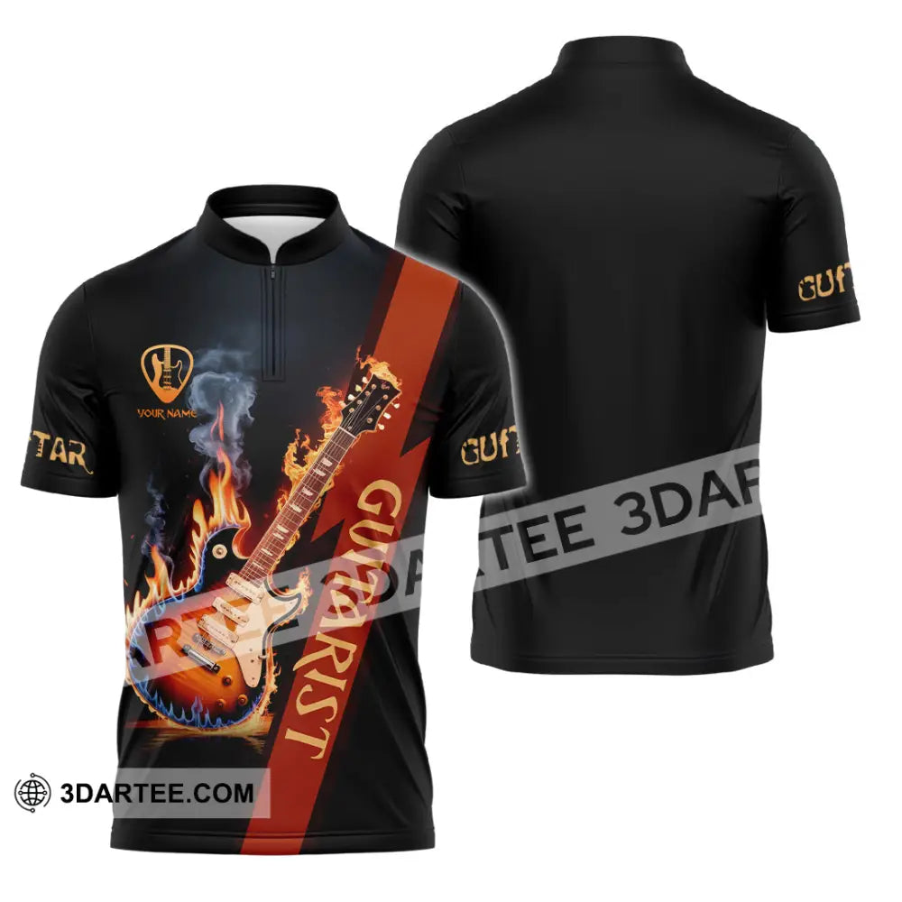 Unisex Shirt - Custom Guitarist Shirt - Zipper Polo Shirt / S - T-shirt