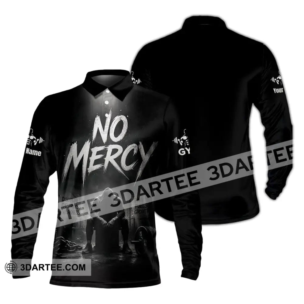 Unisex Shirt - Custom Gym No Mercy Shirt - Long Sleeve Polo / S - T-shirt