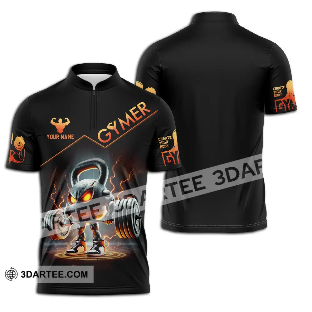 Unisex Shirt - Custom Gymer Lover Shirt Zipper Polo Shirt / S T-shirt