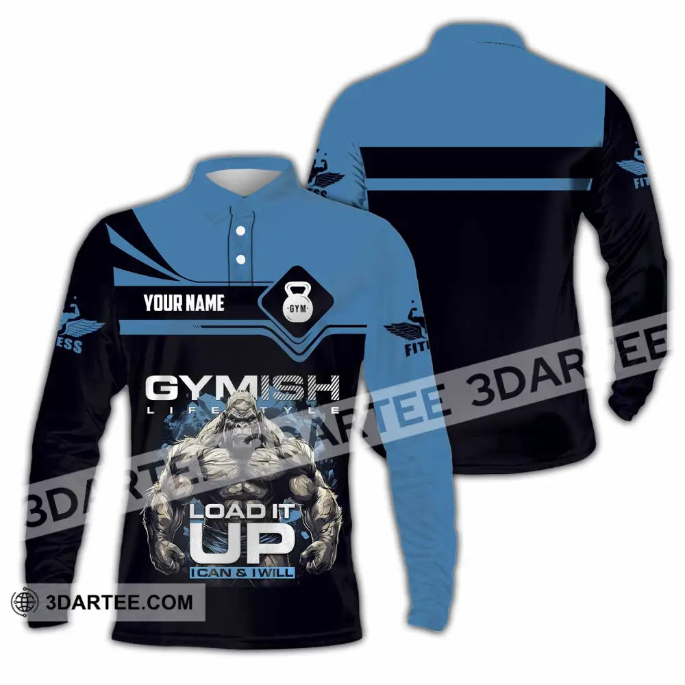 Unisex Shirt - Custom Gymish Life Style Load It Up Shirt Long Sleeve Polo / S T-shirt