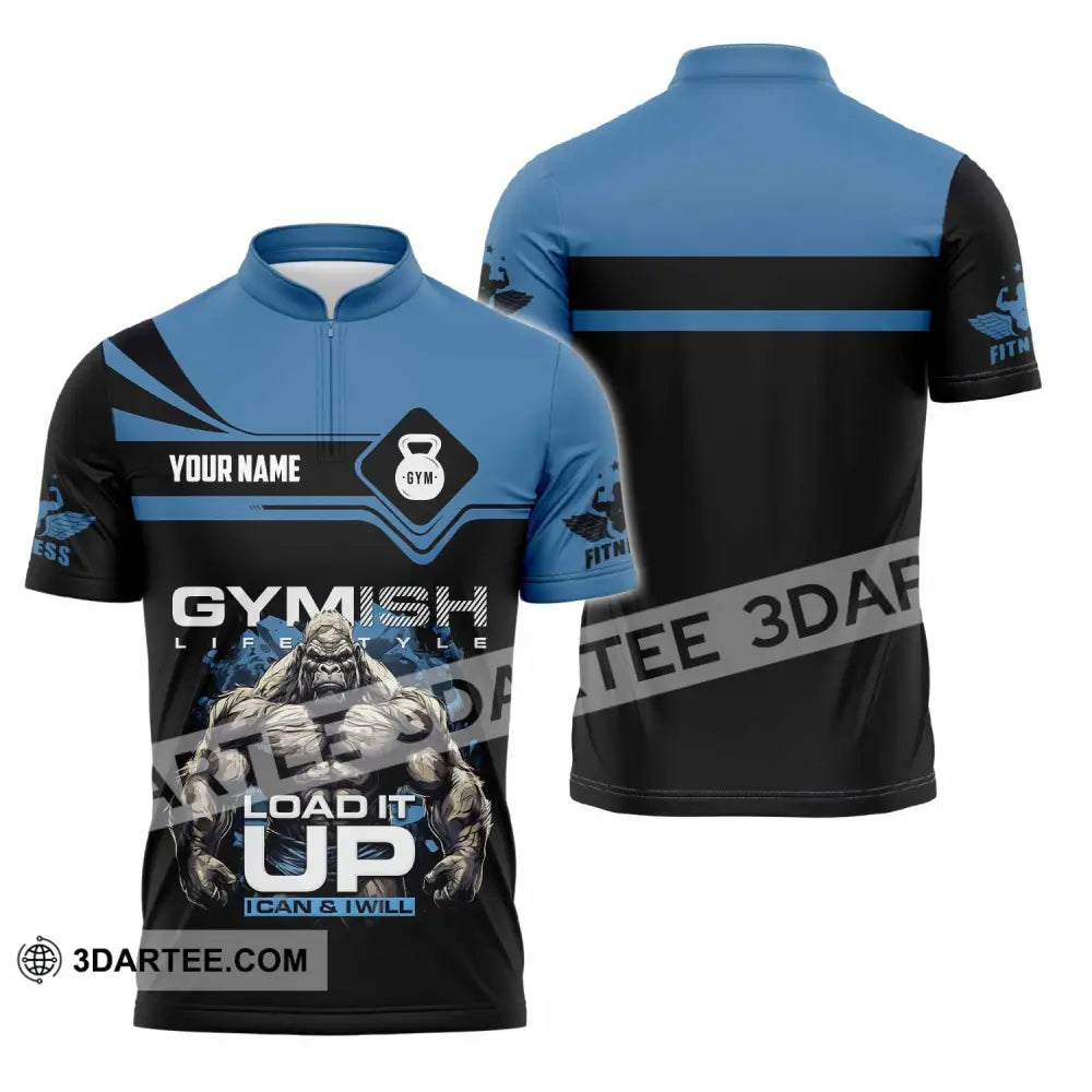 Unisex Shirt - Custom Gymish Life Style Load It Up Shirt Zipper Polo Shirt / S T-shirt