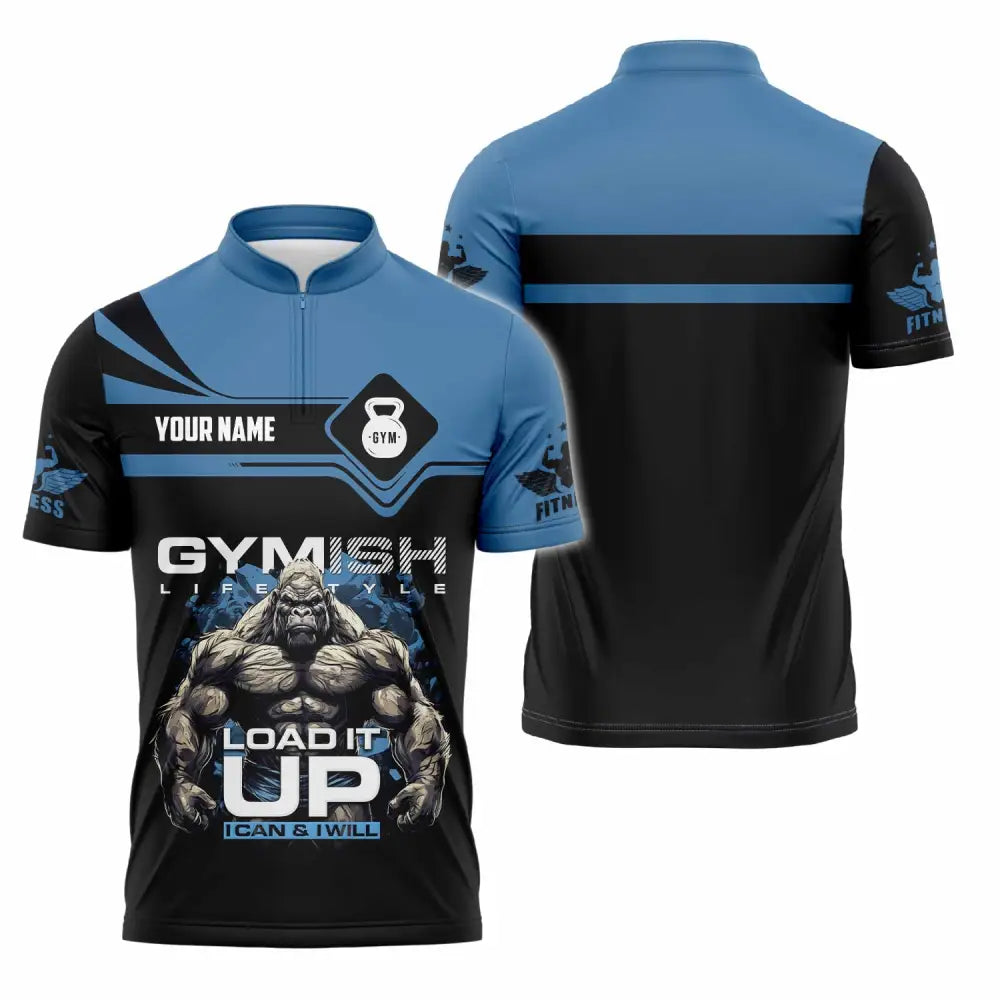 Unisex Shirt - Custom Gymish Life Style Load It Up Shirt Zipper Polo Shirt / S T-shirt
