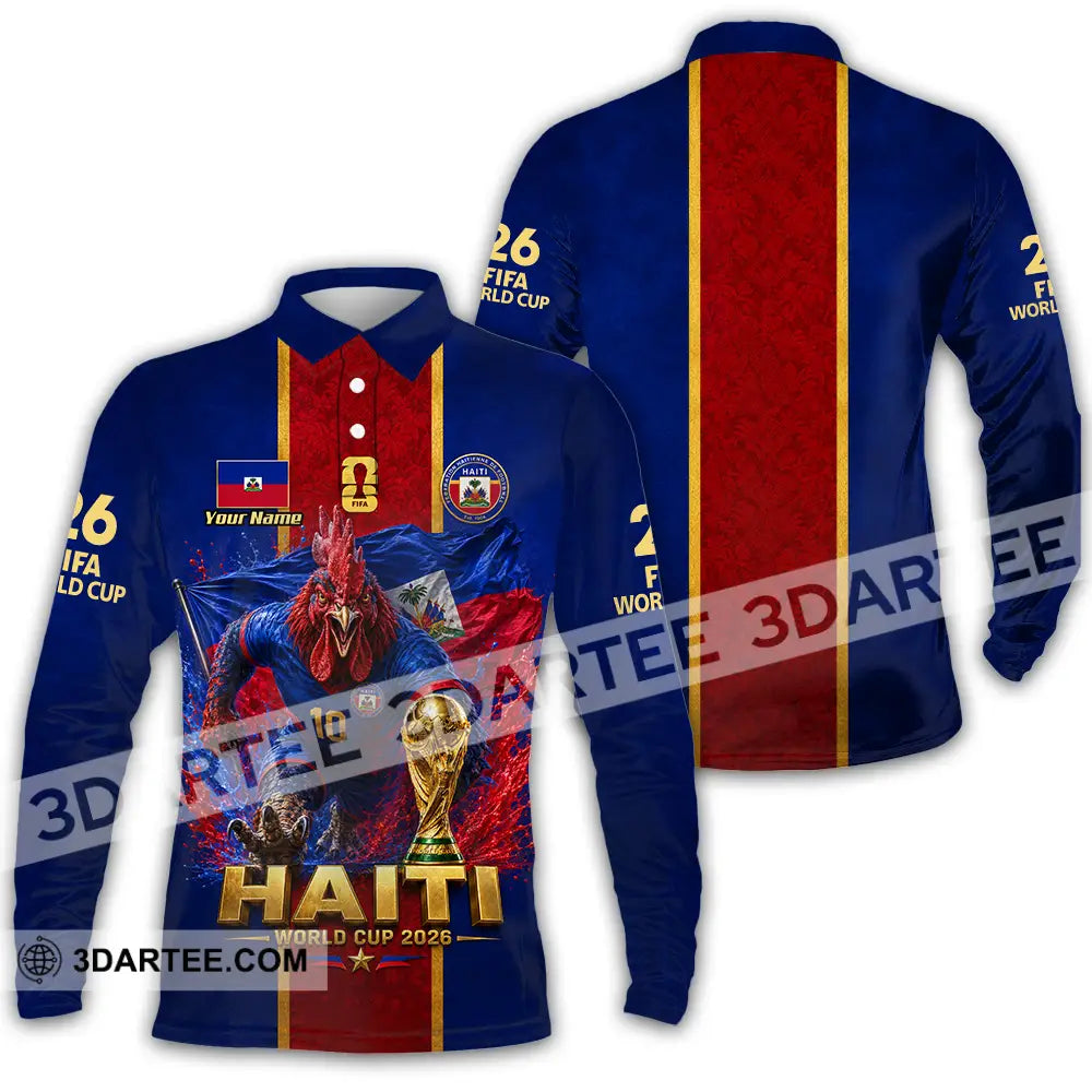 Unisex Shirt - Custom Haiti World Cup 2026 Shirt - Long Sleeve Polo / S - T-shirt