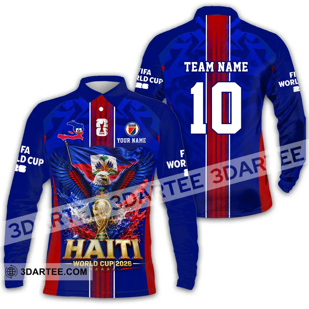 Unisex Shirt - Custom Haiti World Cup 2026 Shirt - Long Sleeve Polo / S - T-shirt