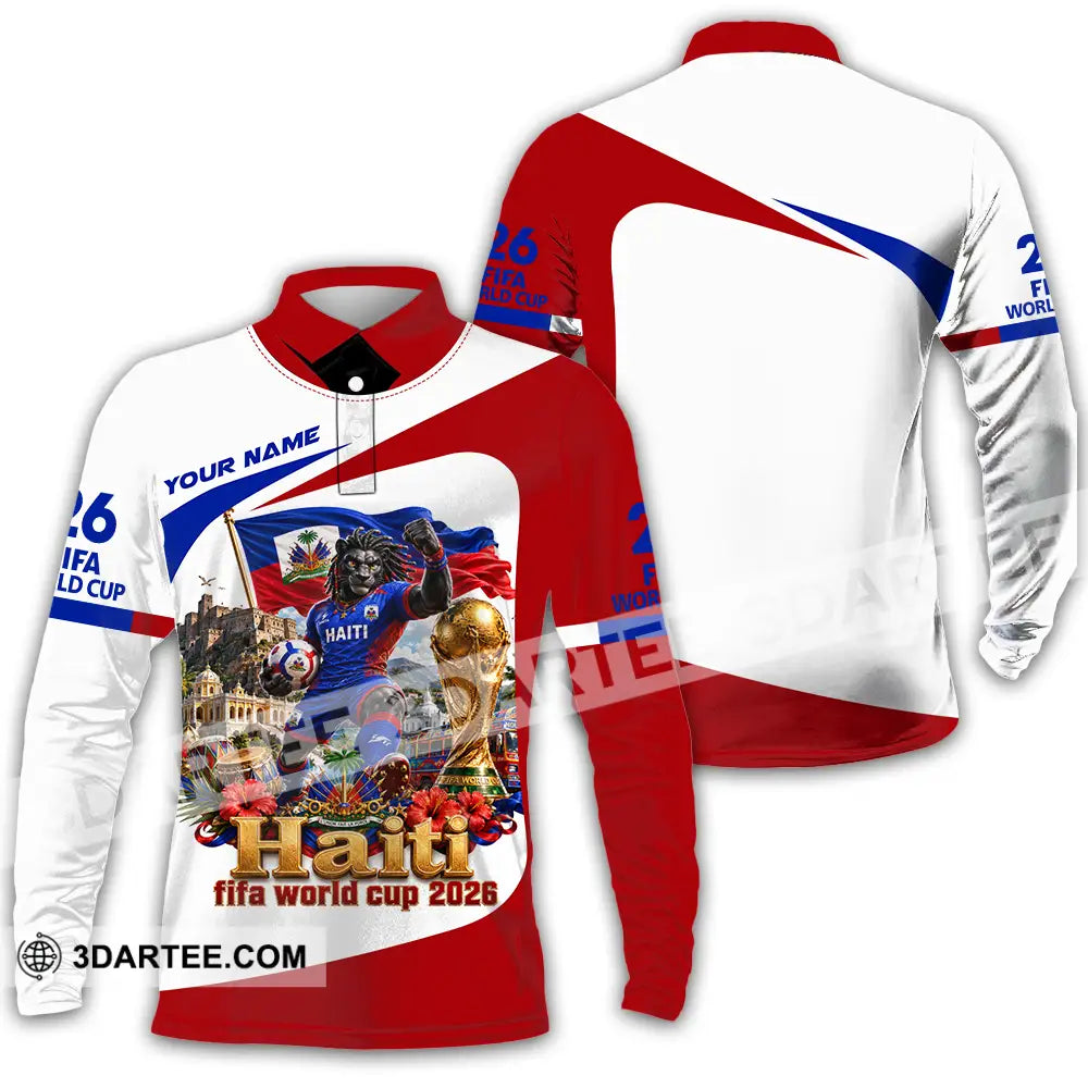 Unisex Shirt - Custom Haiti World Cup 2026 Shirt - Long Sleeve Polo / S - T-shirt