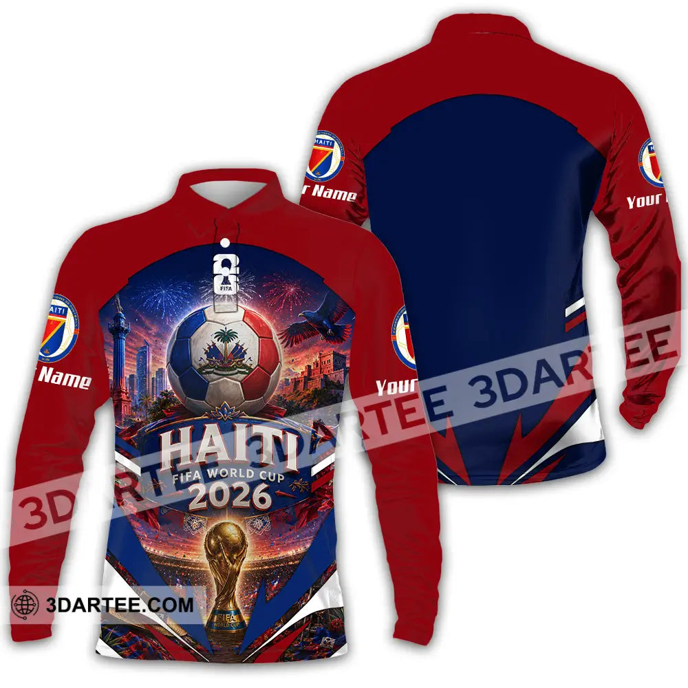 Unisex Shirt - Custom Haiti World Cup 2026 Shirt - Long Sleeve Polo / S - T-shirt