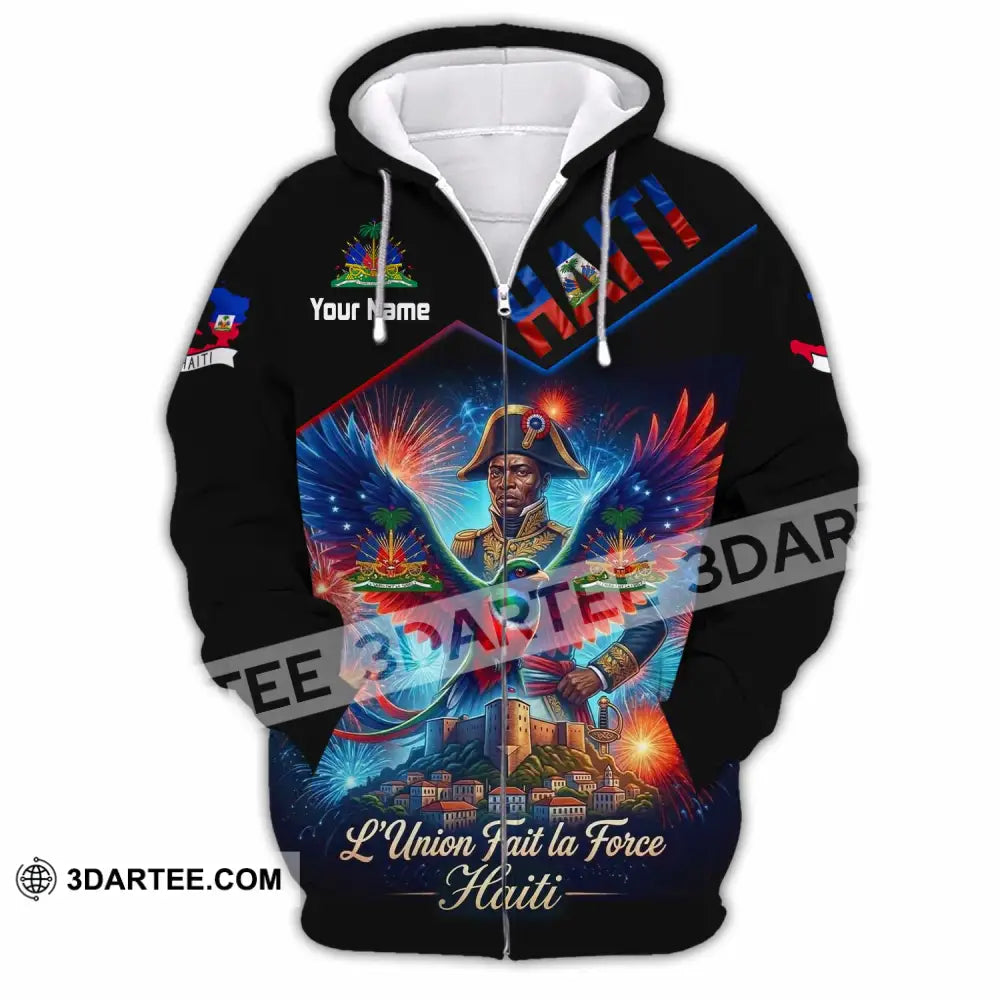 Unisex Shirt - Custom Haiti L’Union Fait La Force Shirt - Zipper Hoodie / S - T-shirt