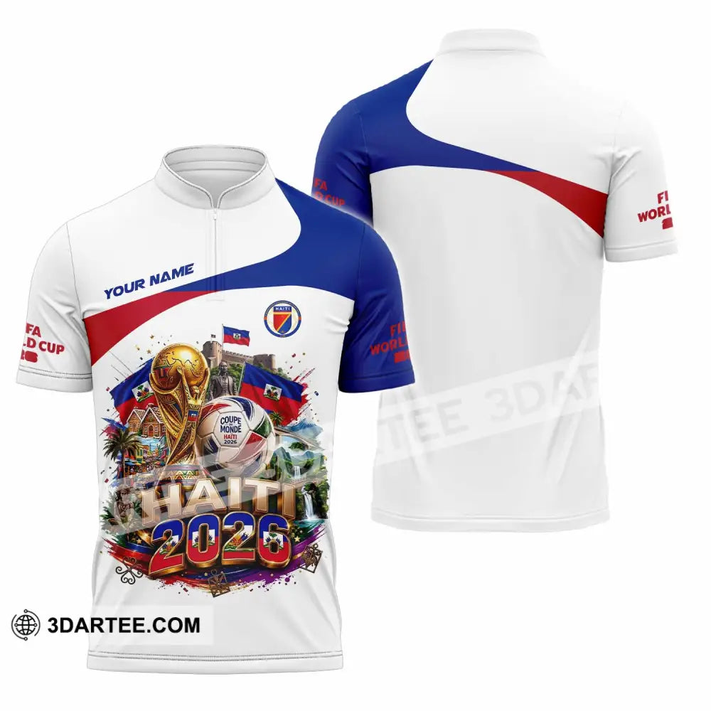 Unisex Shirt - Custom Haiti World Cup 2026 Shirt - Zipper Polo Shirt / S - T-shirt