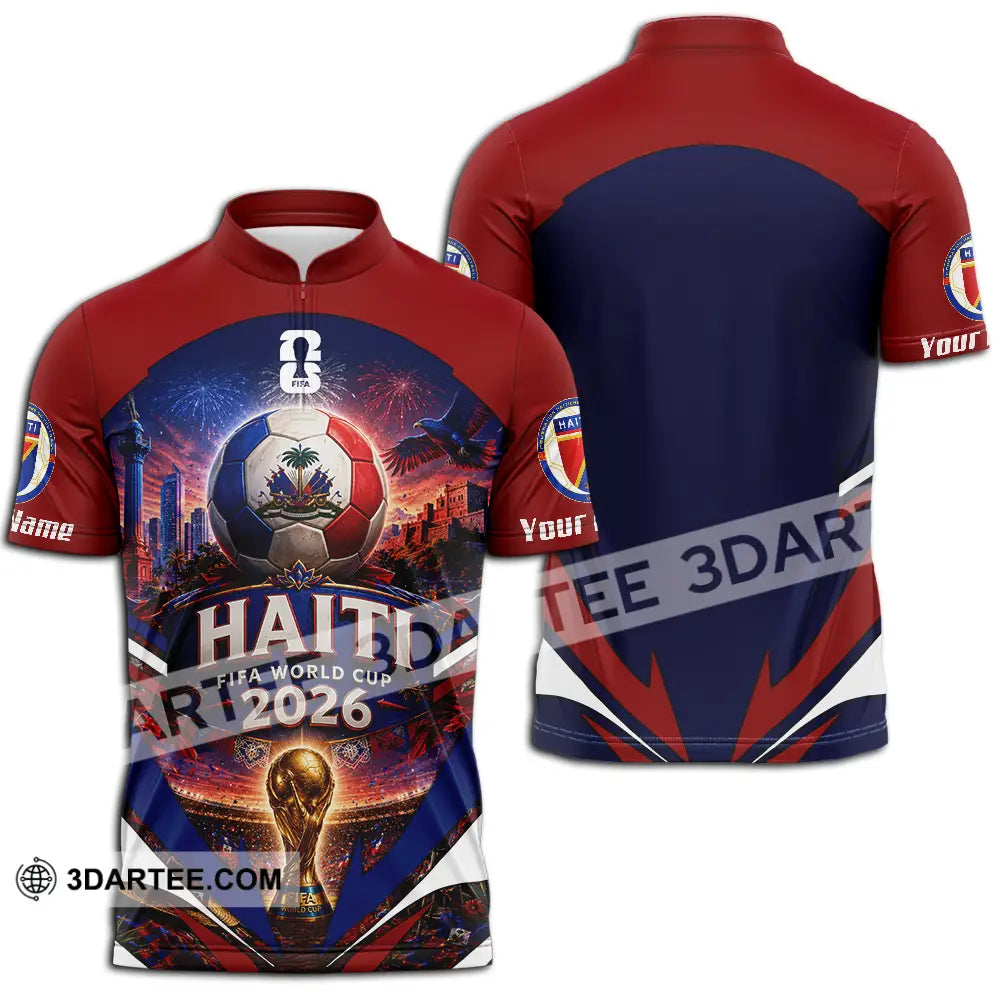 Unisex Shirt - Custom Haiti World Cup 2026 Shirt - Zipper Polo Shirt / S - T-shirt