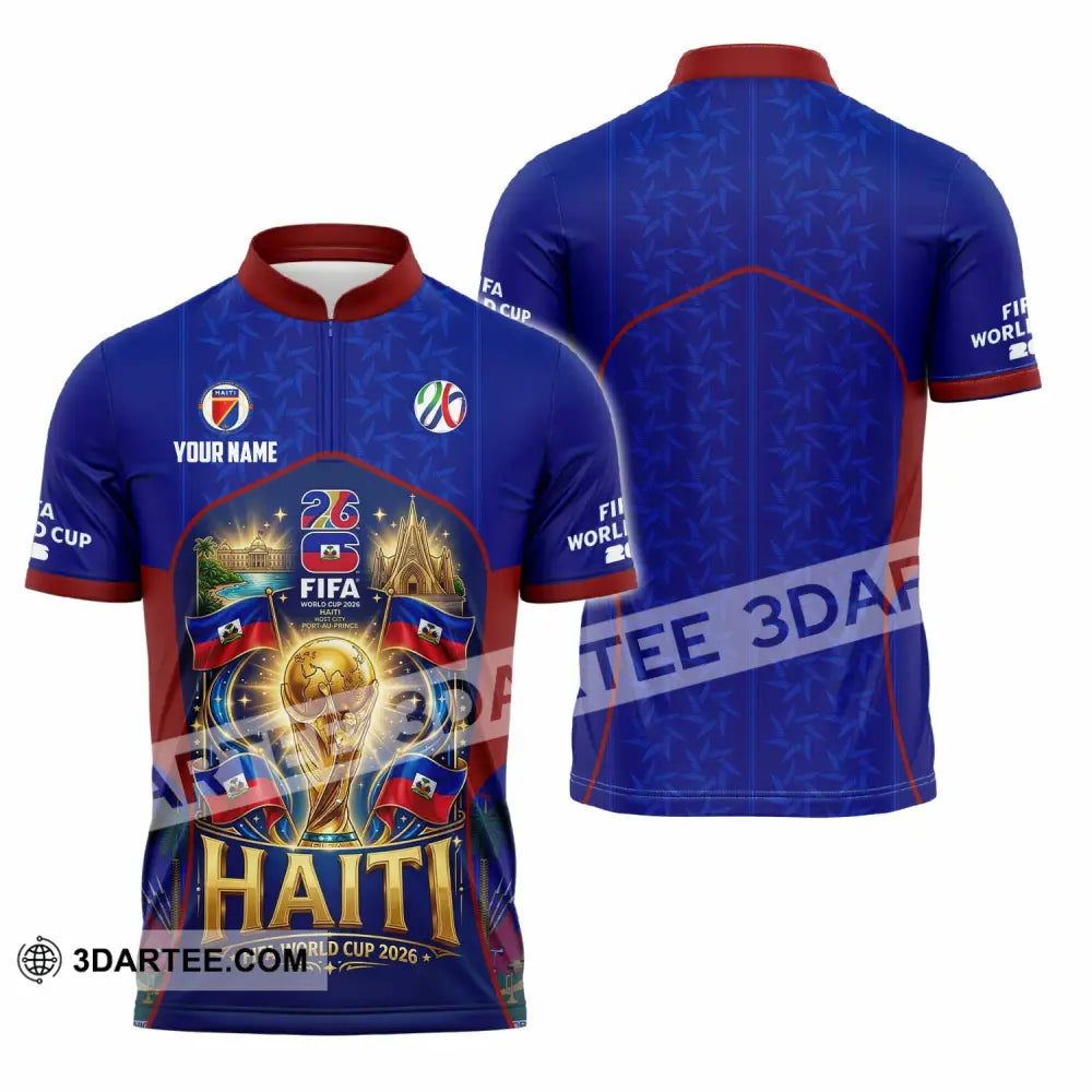 Unisex Shirt - Custom Haiti World Cup 2026 Shirt - Zipper Polo Shirt / S - T-shirt