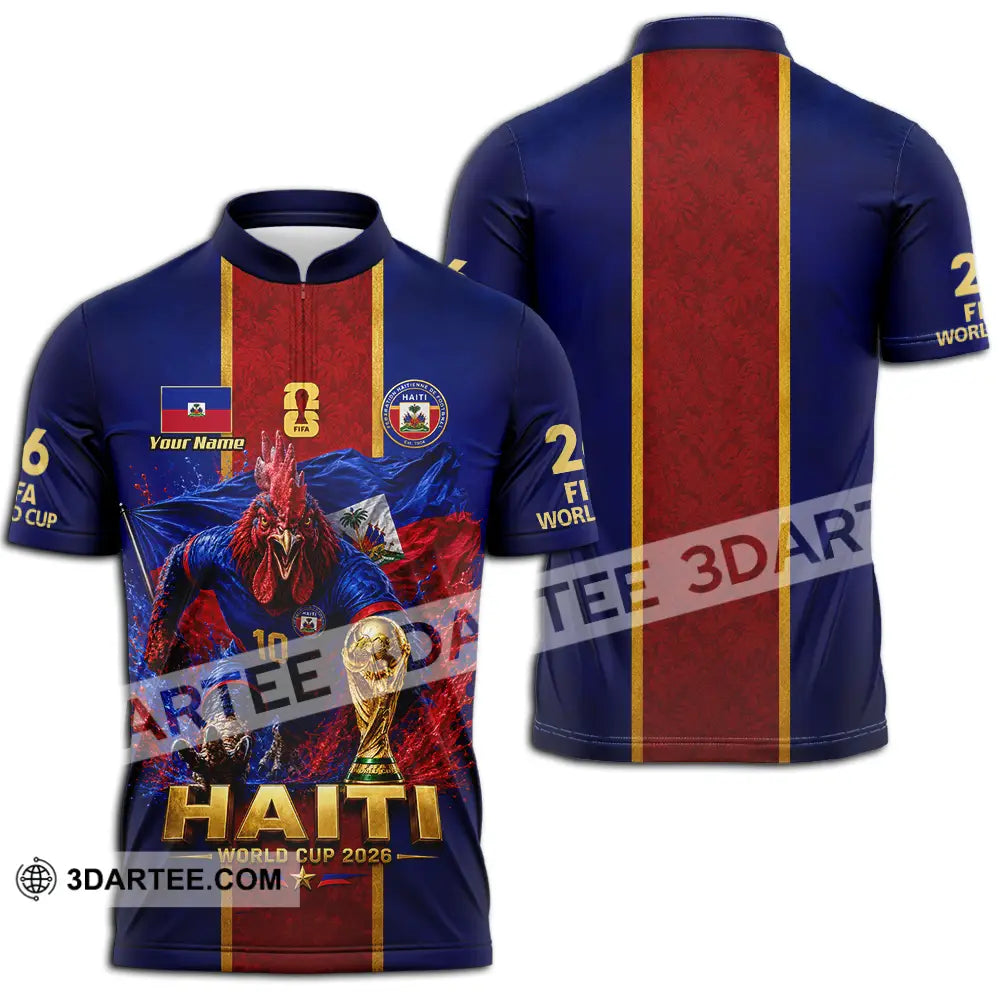Unisex Shirt - Custom Haiti World Cup 2026 Shirt - Zipper Polo Shirt / S - T-shirt