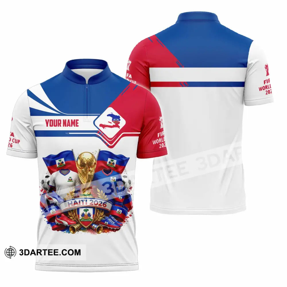 Unisex Shirt - Custom Haiti World Cup 2026 Shirt - Zipper Polo Shirt / S - T-shirt