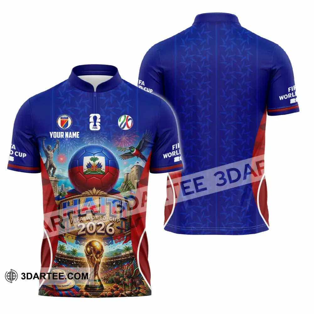 Unisex Shirt - Custom Haiti World Cup 2026 Shirt - Zipper Polo Shirt / S - T-shirt