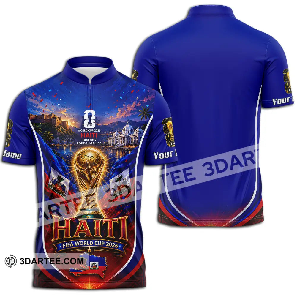 Unisex Shirt - Custom Haiti World Cup 2026 Shirt - Zipper Polo Shirt / S - T-shirt