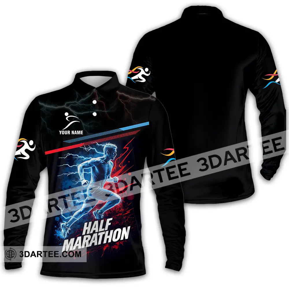 Unisex Shirt - Custom Half Marathon 3D Shirt Long Sleeve Polo / S T-shirt