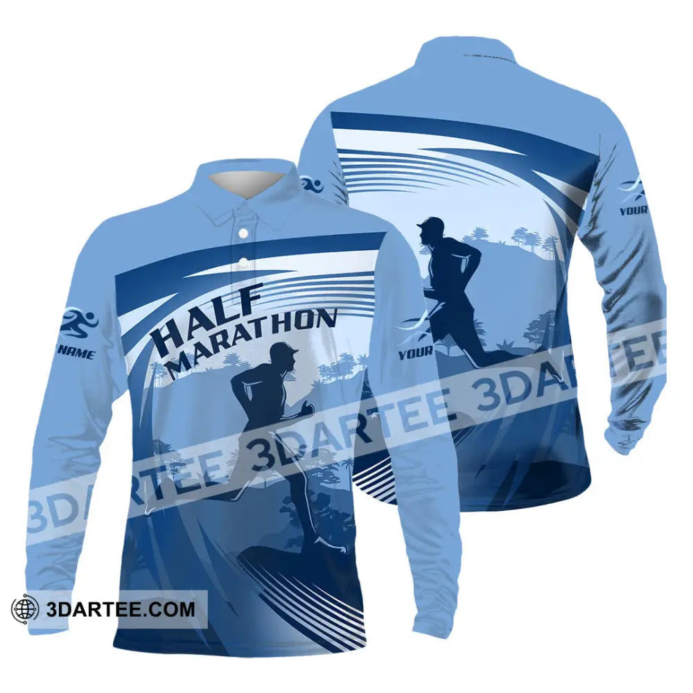 Unisex Shirt - Custom Half Marathon Run 3D Shirt Long Sleeve Polo / S T-shirt