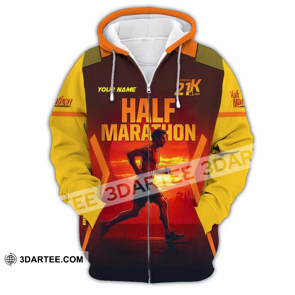Unisex Shirt - Custom Half Marathon Run 3D Shirt Zipper Hoodie / S T-shirt