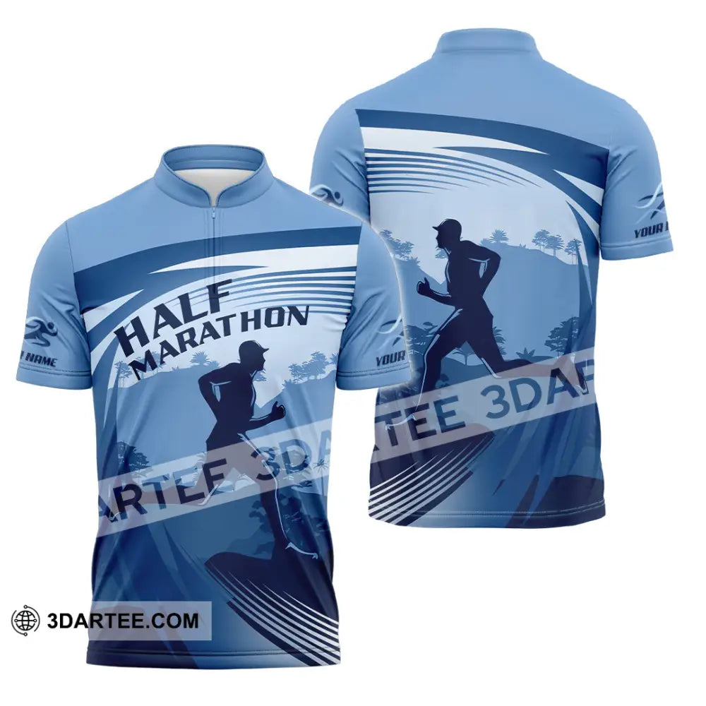 Unisex Shirt - Custom Half Marathon Run 3D Shirt Zipper Polo Shirt / S T-shirt