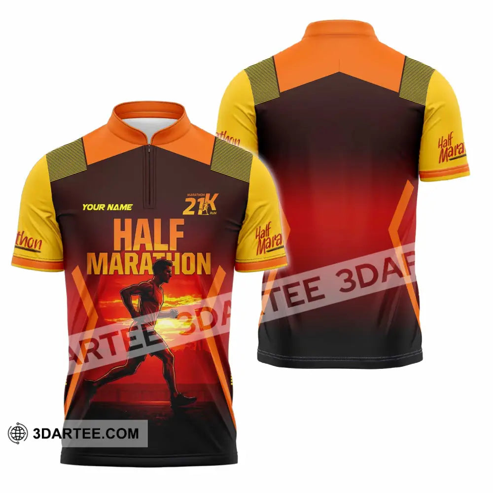 Unisex Shirt - Custom Half Marathon Run 3D Shirt Zipper Polo Shirt / S T-shirt