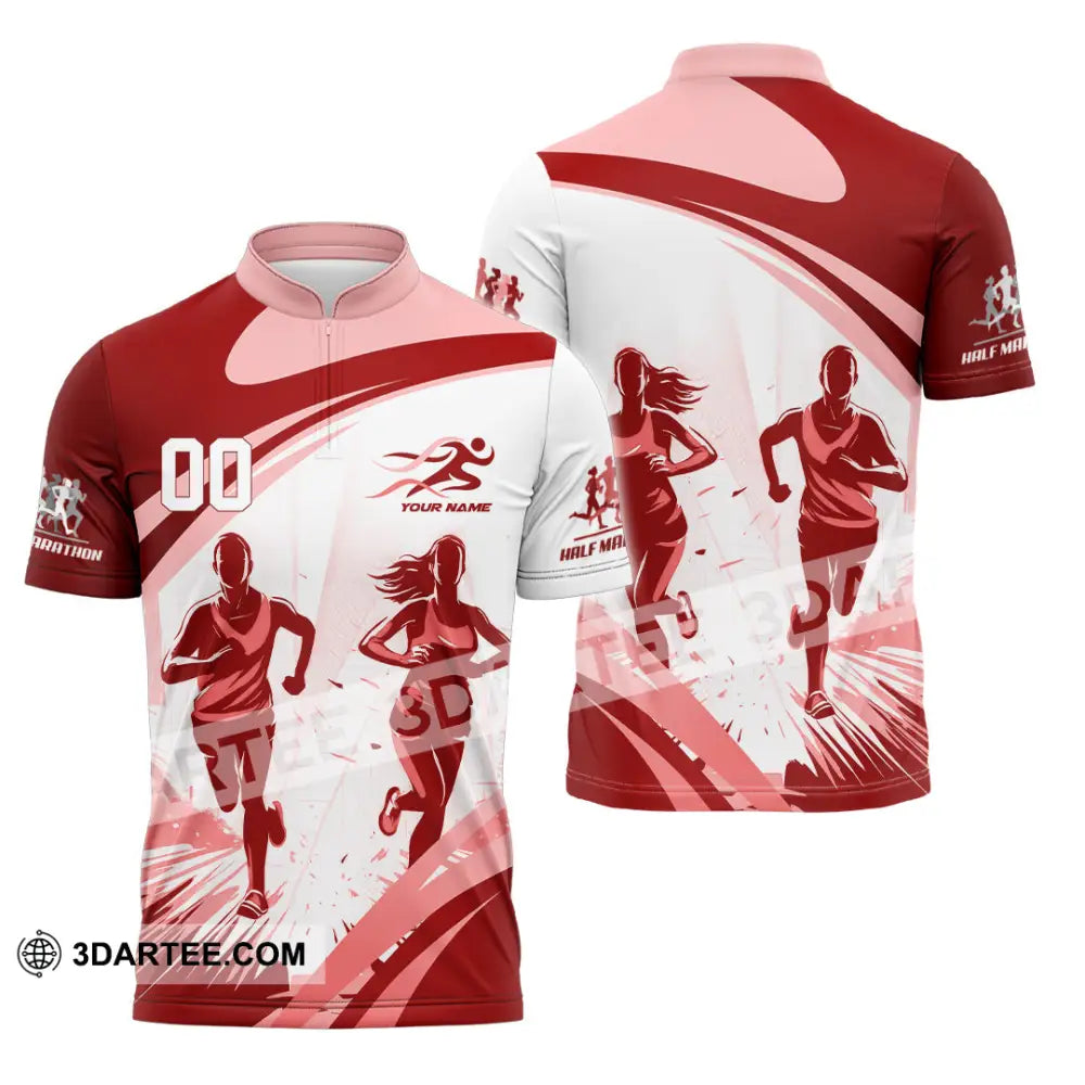 Unisex Shirt - Custom Half Marathon Run 3D Shirt Zipper Polo Shirt / S T-shirt