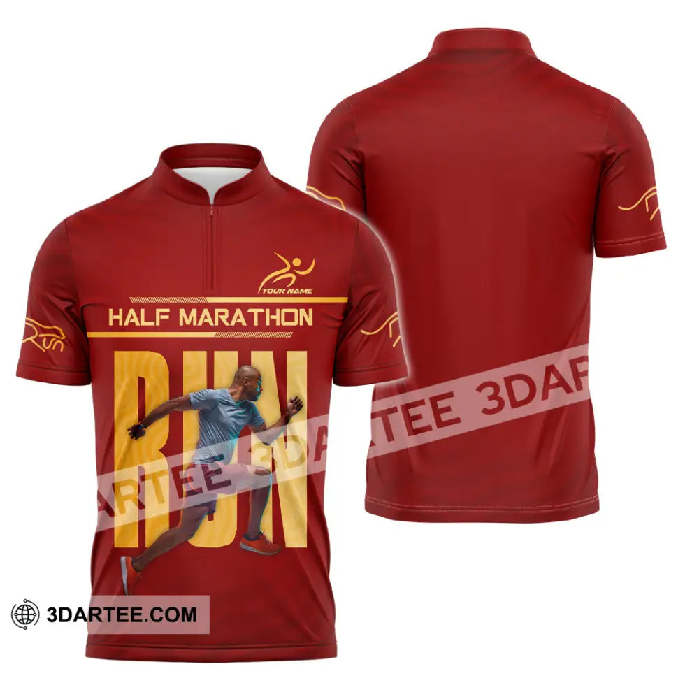 Unisex Shirt - Custom Half Marathon Run 3D Shirt Zipper Polo Shirt / S T-shirt