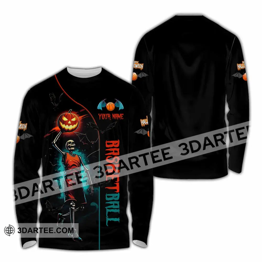 Unisex Shirt Custom Halloween Basketball Sport Shirt Long Sleeve Shirt / S T shirt