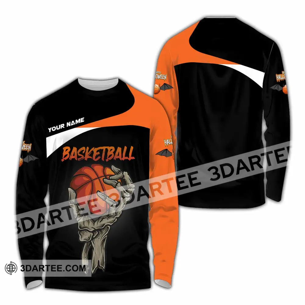 Unisex Shirt Custom Halloween Basketball Sport Shirt Long Sleeve Shirt / S T shirt