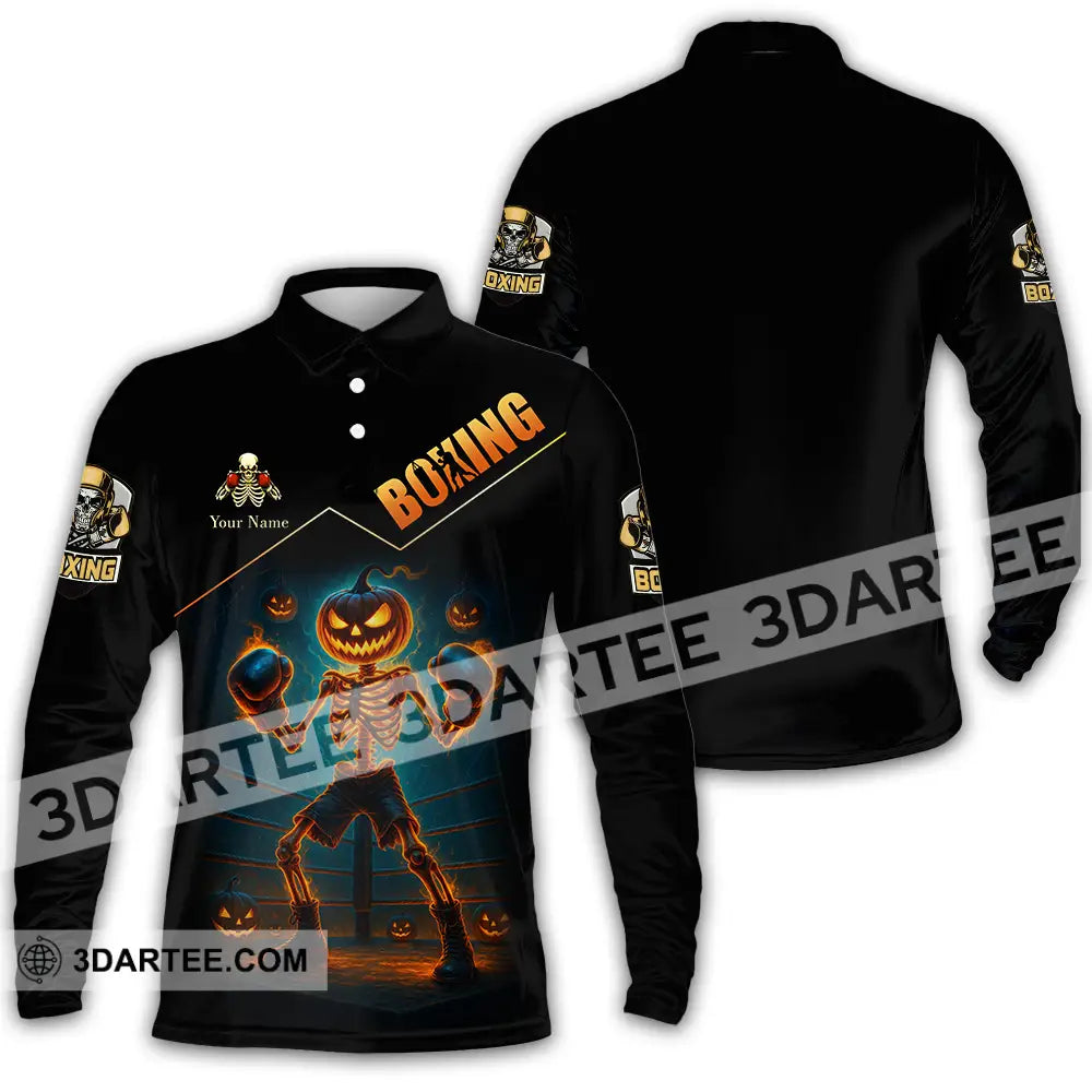 Unisex Shirt - Custom Halloween Boxing Lover Sport Shirt Long Sleeve Polo / S T-shirt