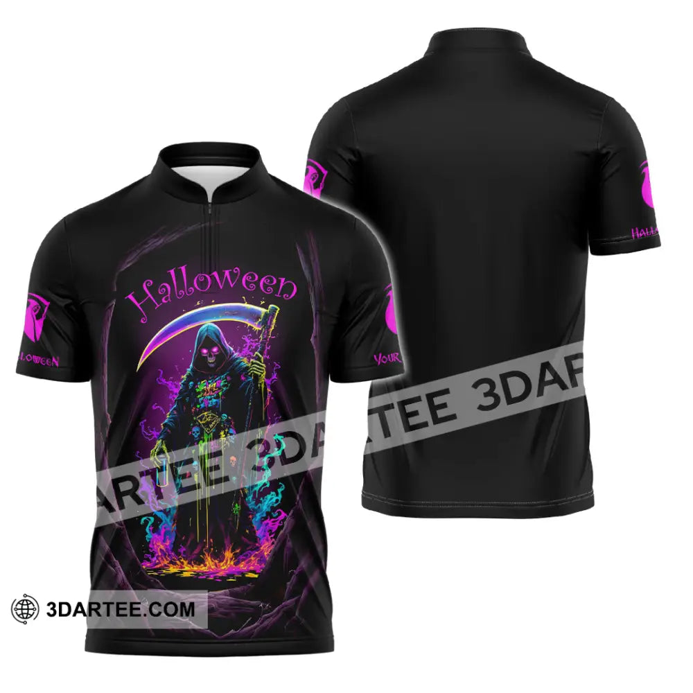 Unisex Shirt - Custom Halloween Design Shirt Zipper Polo Shirt / S T-shirt
