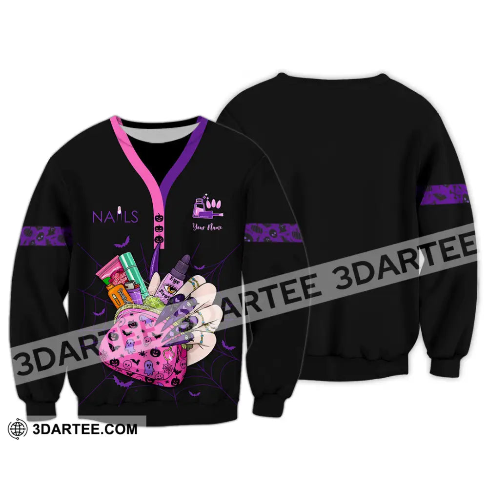Unisex Shirt - Custom Halloween Nails Artist Shirt Long Sleeve / S T-shirt