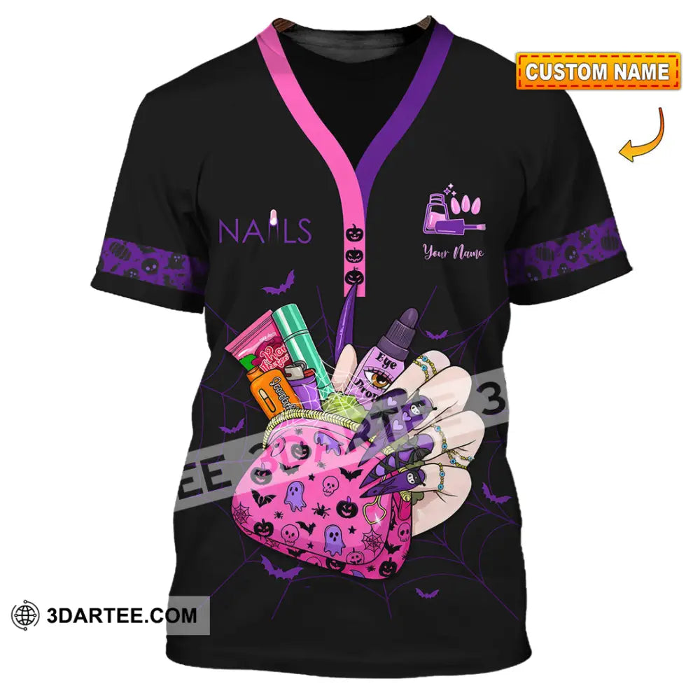 Unisex Shirt - Custom Halloween Nails Artist Shirt T-shirt