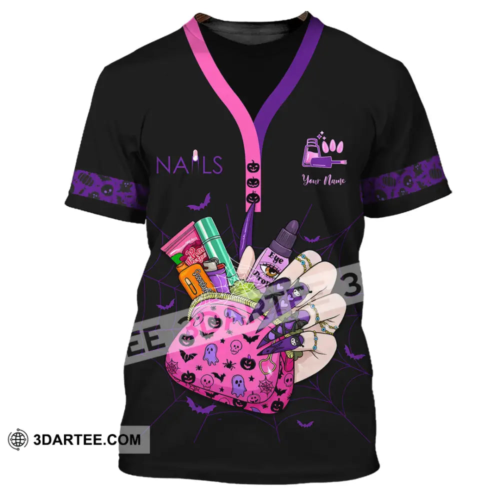 Unisex Shirt - Custom Halloween Nails Artist Shirt T-Shirt / S T-shirt