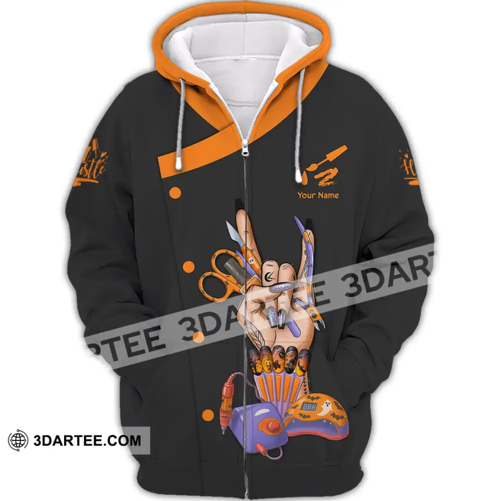 Unisex Shirt - Custom Halloween Nails Artist Shirt Zipper Hoodie / S T-shirt