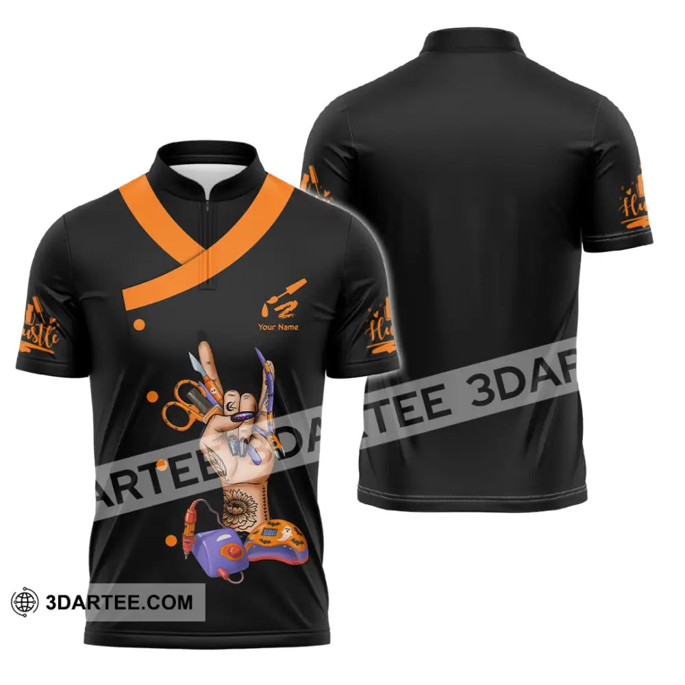 Unisex Shirt - Custom Halloween Nails Artist Shirt Zipper Polo Shirt / S T-shirt